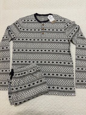 Honest Baby Clothing Holiday Pajama Set Grey White Men’s Size Medium NWT
